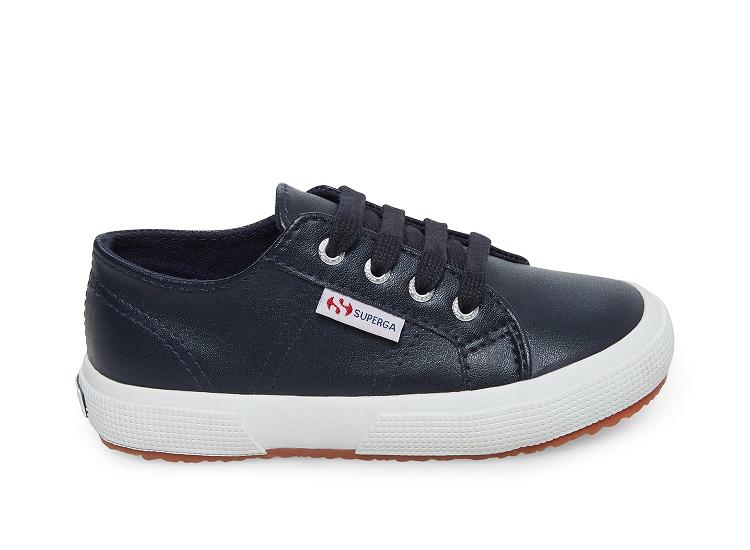 Superga 2750-Nappaleaj Navy Leather - Kids Superga Shoes